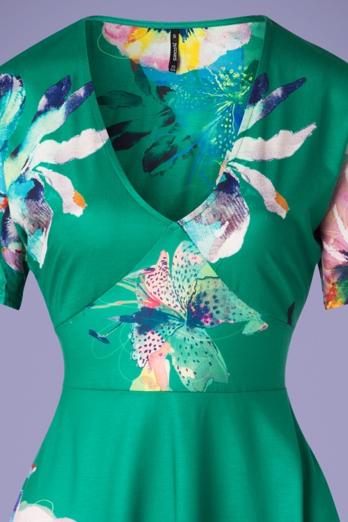 Smash! - 60s Diana Floral Dress in Green 3