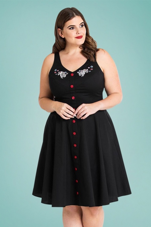 Bunny - 50s Thumper Mid Dress in Black