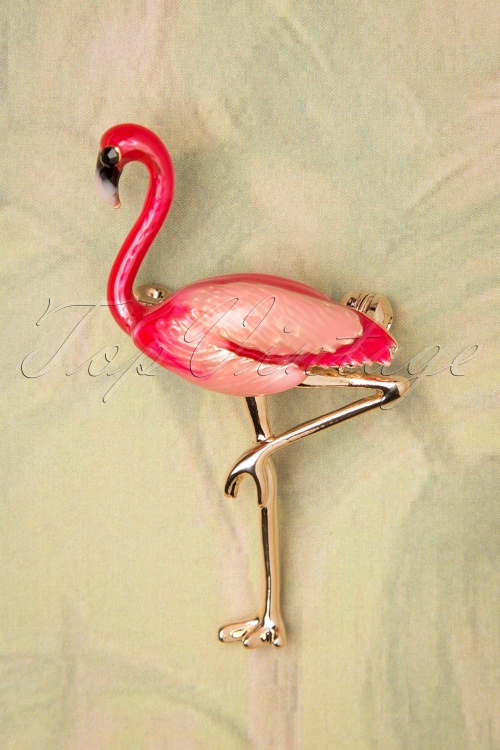 Collectif Clothing - Flamingo Brooch Années 60 en Rose
