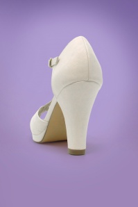 B.A.I.T. - 30s Lacey Art Deco T-Strap Pumps in Ivory  4