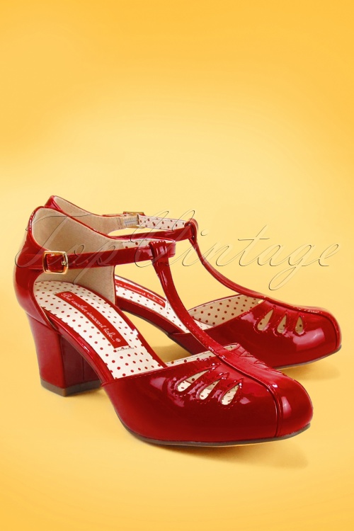 B.A.I.T. - 40s Robbie T-Strap Pumps in Matte Red