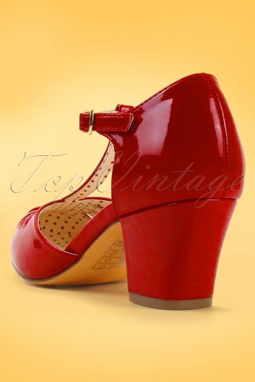 B.A.I.T. - 40s Robbie T-Strap Pumps in Patent Red 3