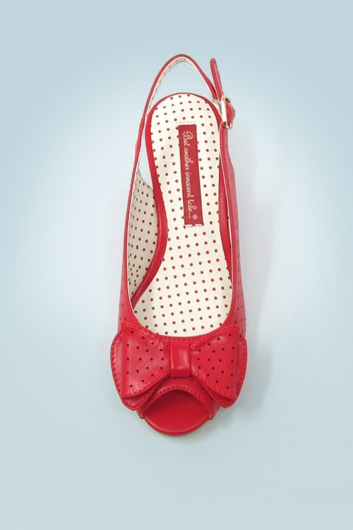 B.A.I.T. - 50s Jasmine Wedge Peeptoes in Red 2