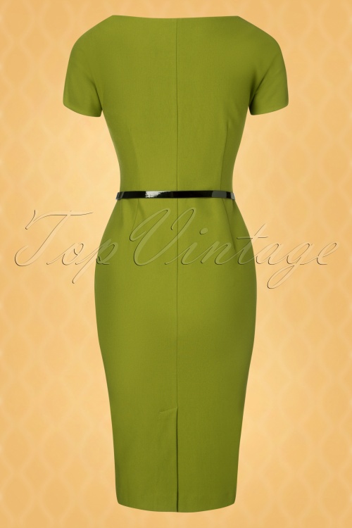 Vintage Diva  - The Jayne Pencil Dress en Olive 8