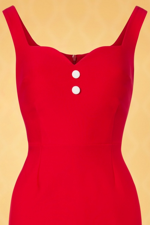 Vintage Diva  - The Caroline Pencil Dress en Rouge 5
