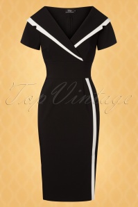 Vintage Diva  - The Greta Pencil Dress in Black 4