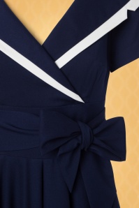 Vintage Diva  - De Greta Swing-jurk in marineblauw 8