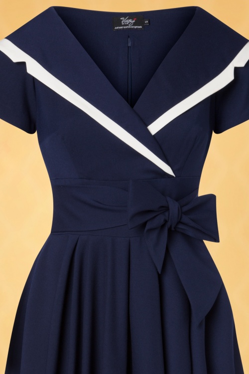 Vintage Diva  - The Greta Swing Dress in Navy 7