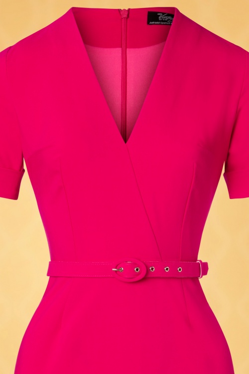 Vintage Diva  - The Regina Pencil Dress in Hot Pink 4