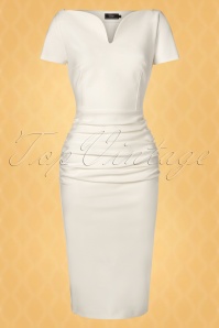 Vintage Diva  - The Grace Pencil Dress in Ivory 6