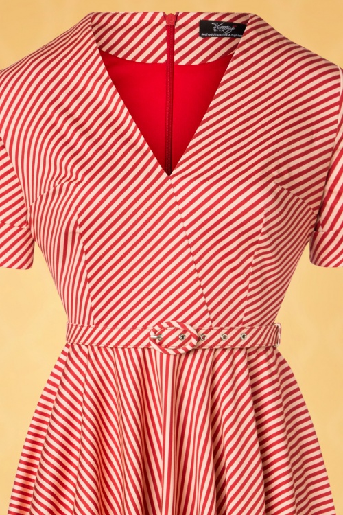 Vintage Diva  - The Regina Swing Dress in Candy Stripe 5