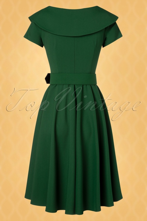 Vintage Diva  - De Joan Swing-jurk in Treetop Green 6