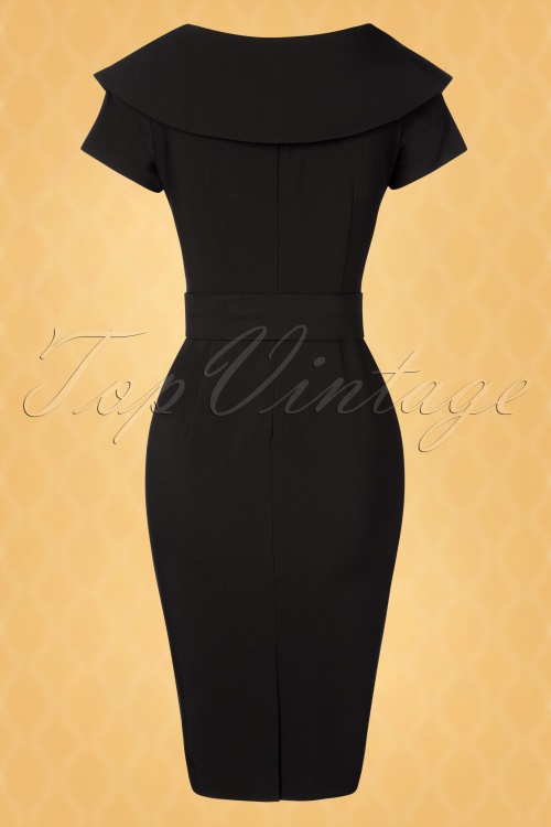 Vintage Diva  - De Joan Pencil-jurk in zwart 8