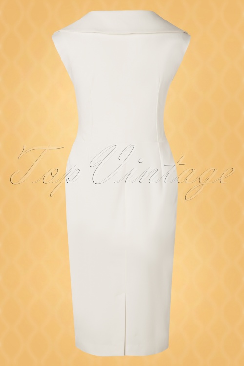 Vintage Diva  - The Genevieve Pencil Dress en Blanc Immaculé 8