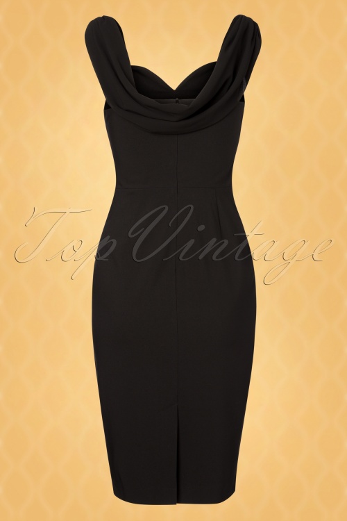 Vintage Diva  - The Nina Pencil Dress in Black 5