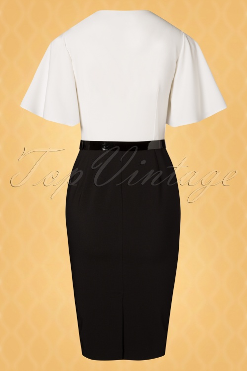 Vintage Diva  - The Loretta Pencil Dress in Black and Ivory 3