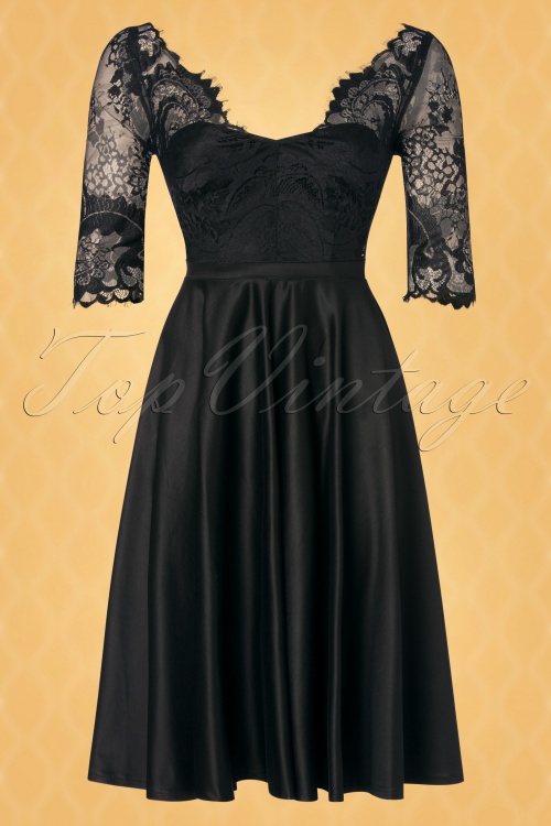 Vintage Diva  - Leonora Swing Dress en Noir 4
