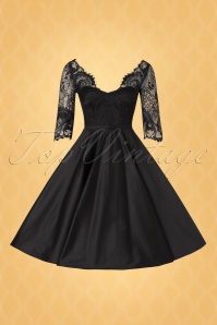 Vintage Diva  - The Leonora Swing Dress in Black 5
