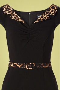 Bunny - 50s Feline Leopard Pencil Dress in Black 3