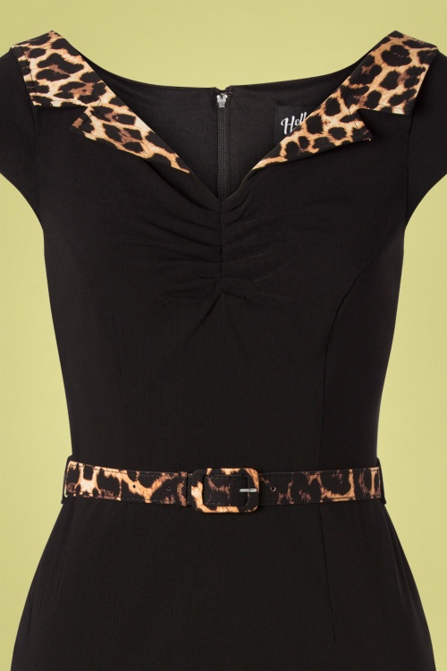 Bunny - Feline Leopard Pencil Dress Années 50  Noir 3
