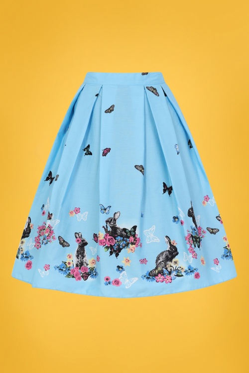Bunny - 50s Cotton Tail Swing Skirt in Blue 2
