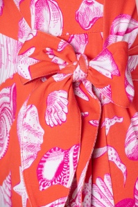 Lien & Giel - Suzie Shell Pencil Dress Années 60 en Rouge Orangé 5