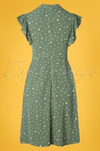 Sugarhill Brighton - 40s Florrie Polka Ruffle Dress in Vintage Green 4