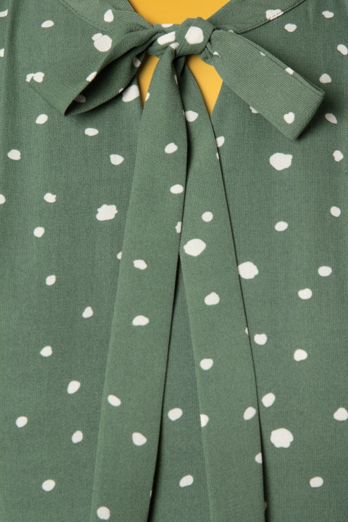 Sugarhill Brighton - 40s Florrie Polka Ruffle Dress in Vintage Green 5