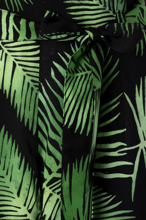 Sugarhill Brighton - 70s Millie Palm Batik Cropped Jumpsuit in Black and Green 5