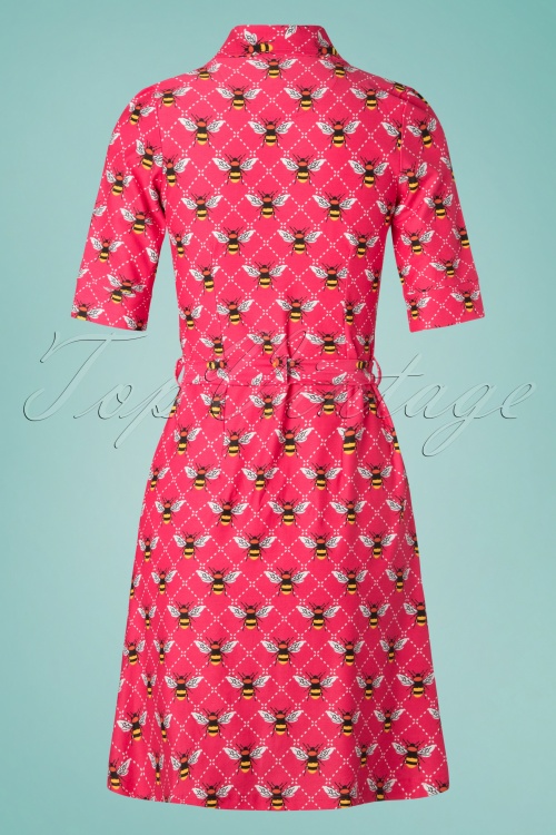 Tante Betsy - 60s Button Down Bee Dress in Pink 3
