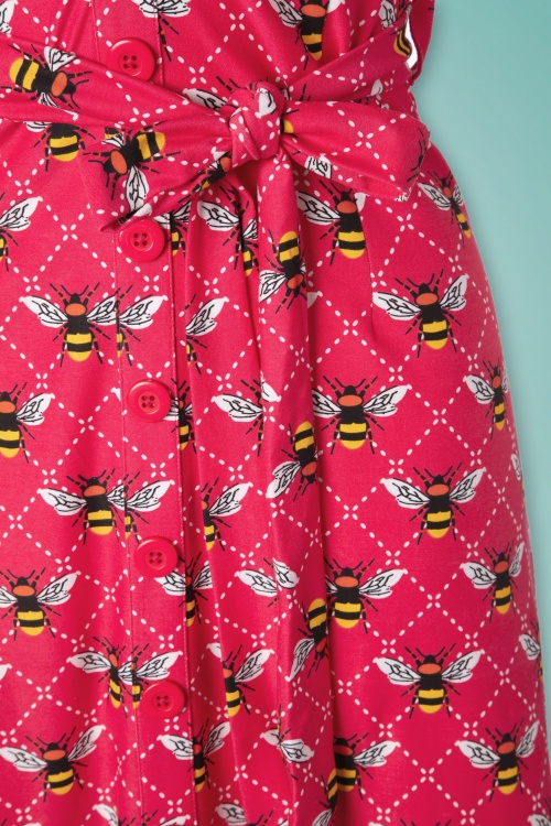 Tante Betsy - Bijenjurk met knoopsluiting in roze 6