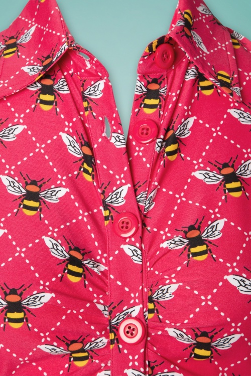 Tante Betsy - Bijenjurk met knoopsluiting in roze 5