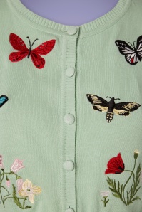 Collectif Clothing - Abigail Butterfly Cardigan Années 50 en Vert Menthe 3