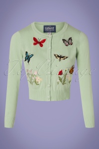 Collectif Clothing - Abigail Butterfly Cardigan Années 50 en Vert Menthe