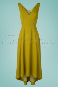 Bright and Beautiful - Isabella Plain Maxi Dress Années 70 en Vert Olive 2