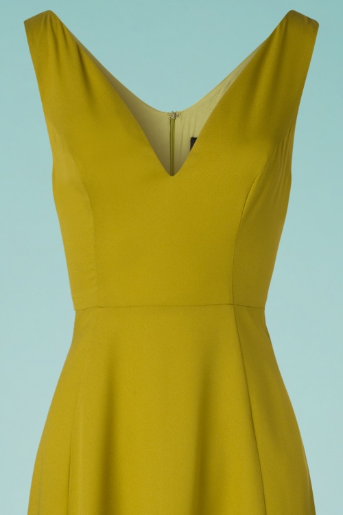 Bright and Beautiful - Isabella Plain Maxi Dress Années 70 en Vert Olive 4