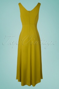 Bright and Beautiful - Isabella Plain Maxi Dress Années 70 en Vert Olive 3