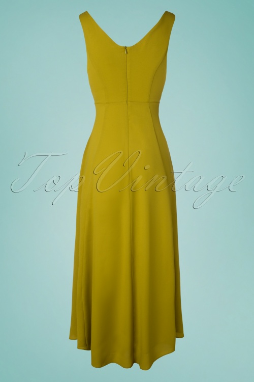 Bright and Beautiful - Isabella Plain Maxi Dress Années 70 en Vert Olive 3