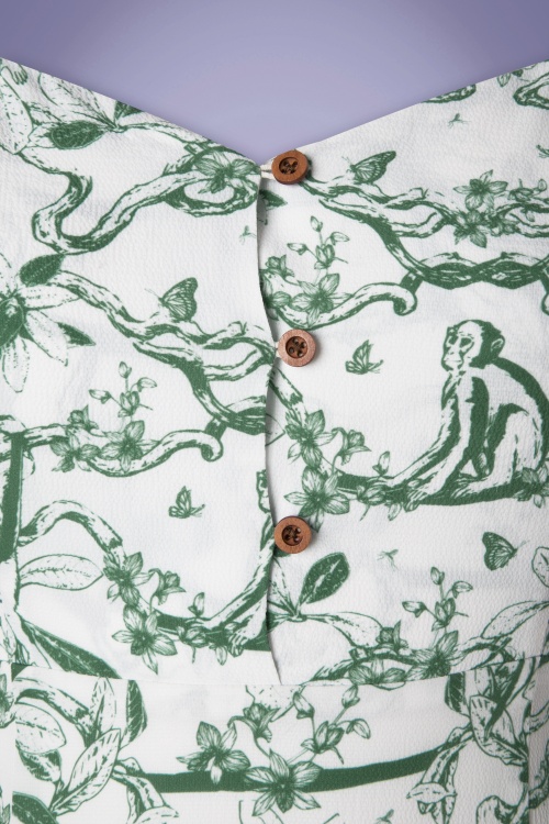 Bright and Beautiful - Rose Toile Monkey Jungle Maxikleid in Off White 4