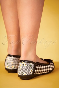 Ruby Shoo - 60s Lizzie Gingham Flats in Black and White 6