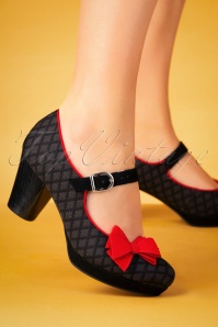 Ruby Shoo - 60s Crystal Pumps in Black and Red