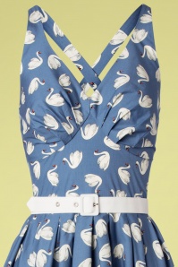 Miss Candyfloss - 50s Augusta Swans Swing Dress in Newburyport Blue 4
