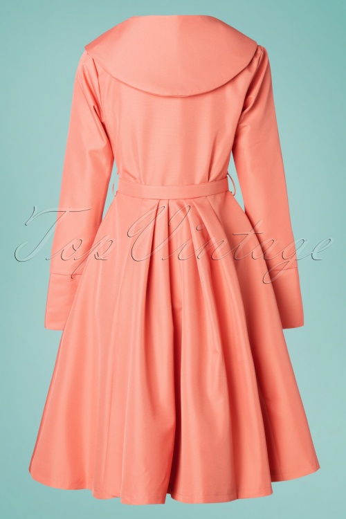 Miss Candyfloss - 50s Cleobella Swing Trench Coat in Coral Pink 6