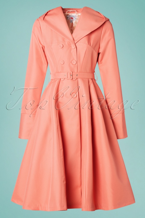 Miss Candyfloss - Cleobella Swing Trench Coat Années 50 en Corail 3