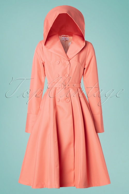 Miss Candyfloss - Cleobella Swing Trench Coat Années 50 en Corail 2