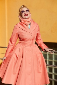 Miss Candyfloss - 50s Cleobella Swing Trench Coat in Coral Pink