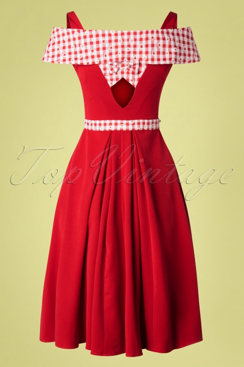 Miss Candyfloss - 50s Gillantar Rose Daisy Swing Dress in Red 2