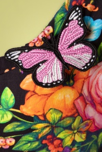 Tante Betsy - 60s Carmen Butterfly Roses Dress in Black 5