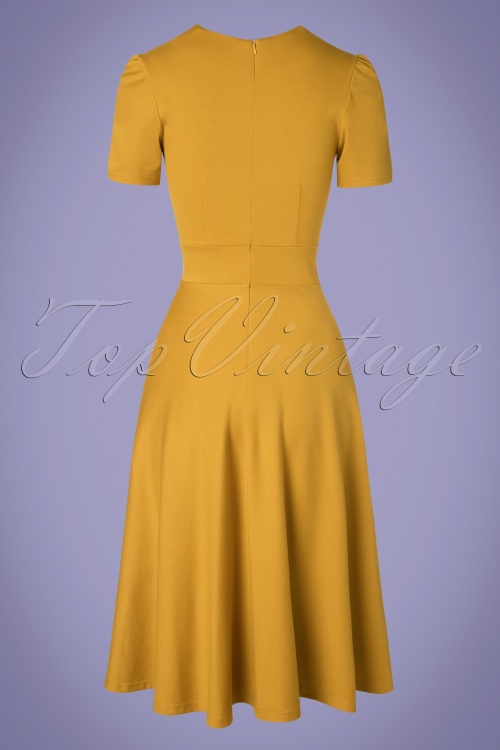 Very Cherry - Vivienne Hollywood Circle Dress Années 40 en Moutarde 3