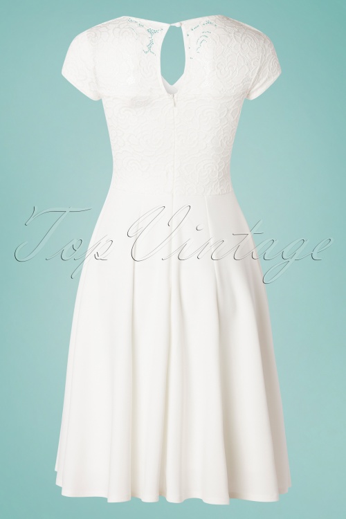 Vintage Chic for Topvintage - 50s Kathrin Rose Lace Swing Dress in Ivory 3